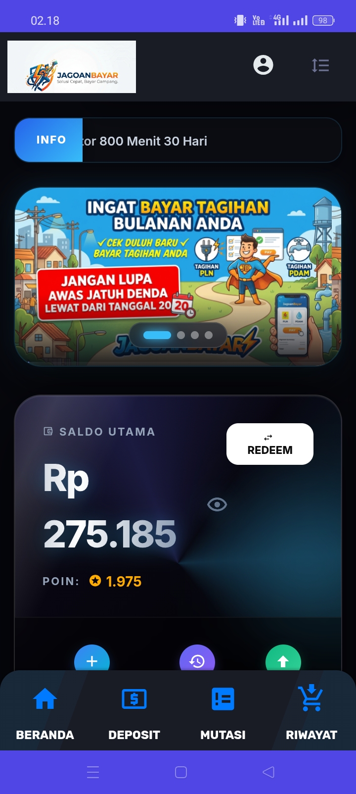 Tampilan Aplikasi JAGOANBAYAR
